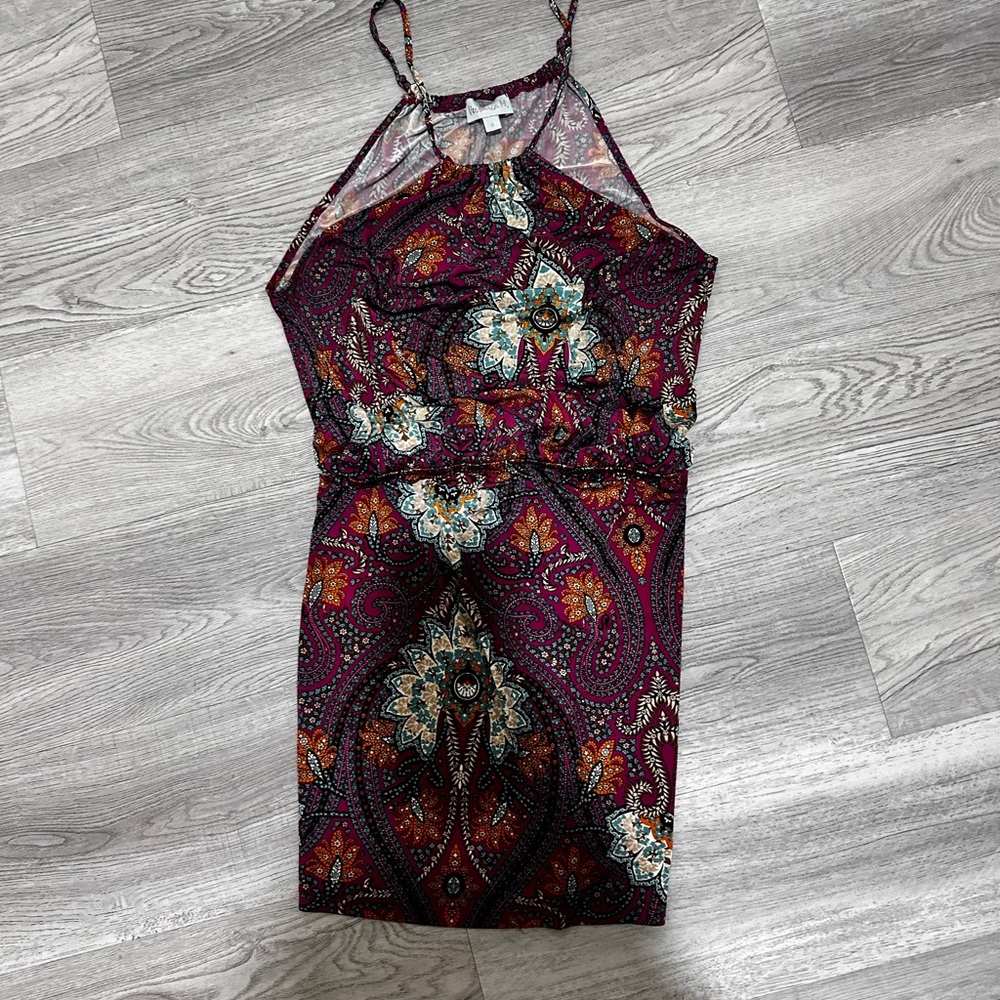 Elegant Paisley Print Halter Dress